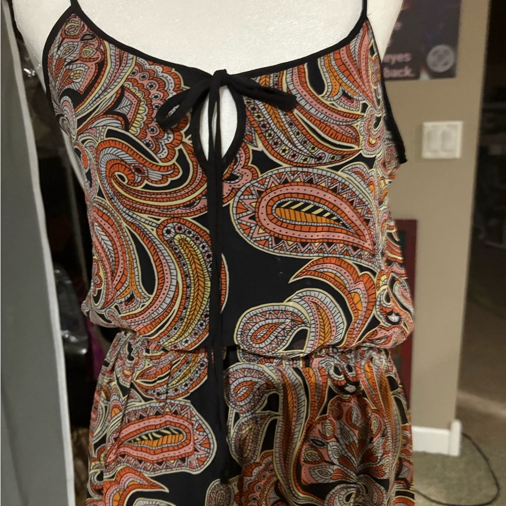 Enfocus Studio NWOT Sz 6 Black & Orange Paisley maxi sun Dress - Picture 5 of 12